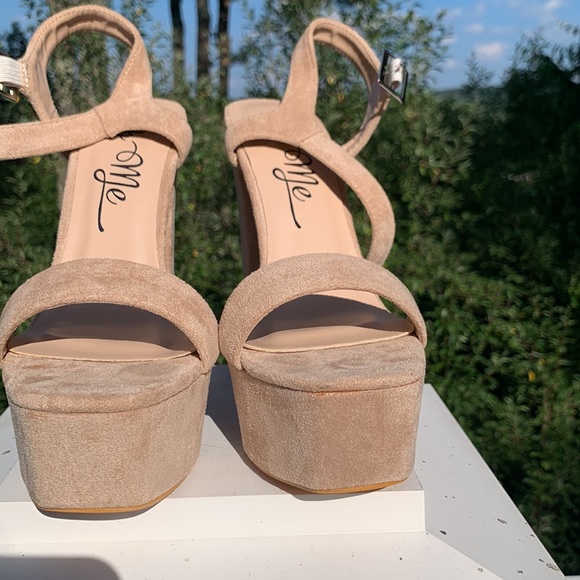 70’s NUDE PLATFORM SANDALS VEGAN SUEDE - Picture 6 of 16